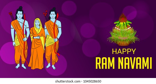 Vector illustration of a Religious Background for Happy Ram Navami.