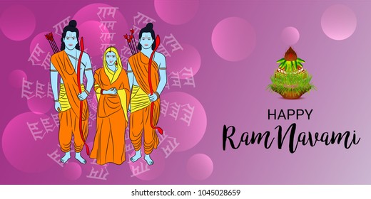 Vector illustration of a Religious Background for Happy Ram Navami.