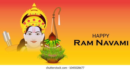 Vector illustration of a Religious Background for Happy Ram Navami.