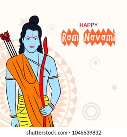 Vector illustration of a Religious Background for Happy Ram Navami.