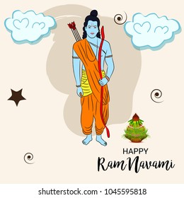 Vector illustration of a Religious Background for Happy Ram Navami.