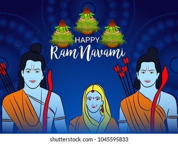 Vector illustration of a Religious Background for Happy Ram Navami.