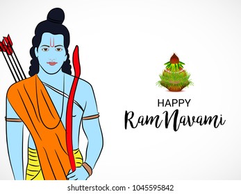 Vector illustration of a Religious Background for Happy Ram Navami.