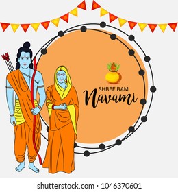 Vector illustration of a Religious Background for Happy Ram Navami.