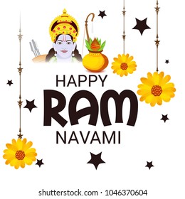 Vector illustration of a Religious Background for Happy Ram Navami.