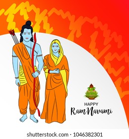 Vector illustration of a Religious Background for Happy Ram Navami.