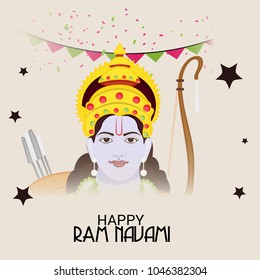 Vector illustration of a Religious Background for Happy Ram Navami.