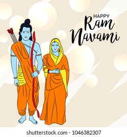 Vector illustration of a Religious Background for Happy Ram Navami.