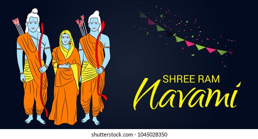 Vector illustration of a Religious Background for Shree Ram Navami.