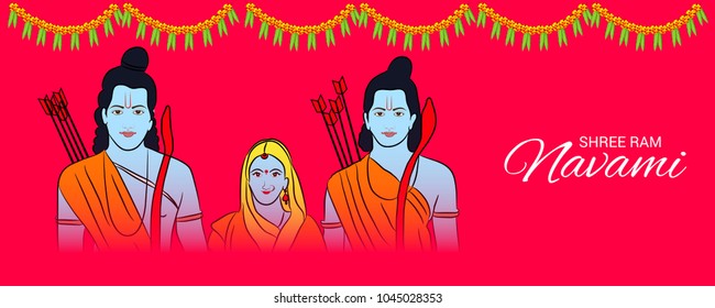 Vector illustration of a Religious Background for Shree Ram Navami.