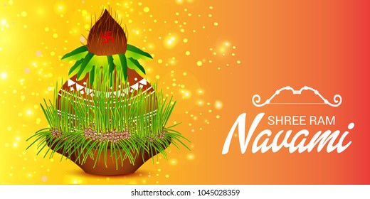 Vector illustration of a Religious Background for Shree Ram Navami.