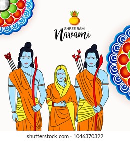 Vector illustration of a Religious Background for Shree Ram Navami.