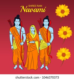 Vector illustration of a Religious Background for Shree Ram Navami.