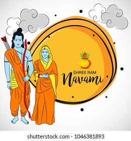 Vector illustration of a Religious Background for Shree Ram Navami.