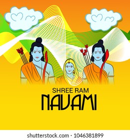 Vector illustration of a Religious Background for Shree Ram Navami.