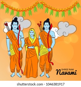 Vector illustration of a Religious Background for Shree Ram Navami.