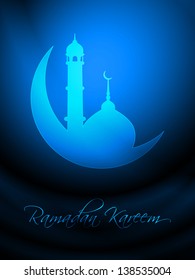 vector illustration of religious blue color eid background design with text ramadan kareem.