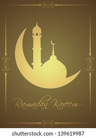 vector illustration of religious brown color eid background design with text ramadan kareem.