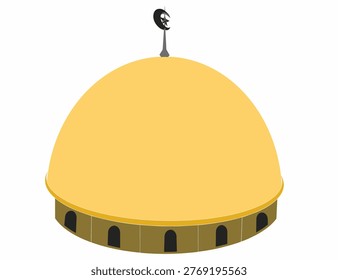 vector illustration of a religious building with a golden mosque dome