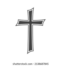 Vector illustration of a religious cross on a white background. Christian cross. Cross of Christ.