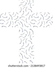 Vektorgrafik von religiösem Kreuz mit wilden Zweigen im minimalistischen Stil 
