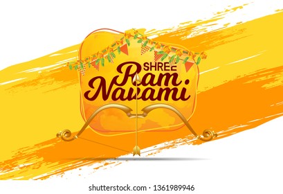 vector illustration religious holiday india. Shree Ram Navami , bow and arrow Lord Rama. Festive creative background design.