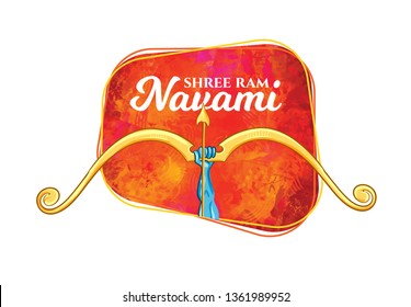 vector illustration religious holiday india. Shree Ram Navami , bow and arrow Lord Rama. Festive creative background design.