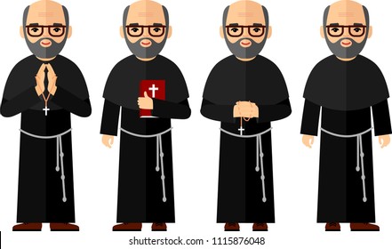 Vector illustration of a religious people, priest and nun. Set of different a religious people, priest and nun in colorful flat style.
