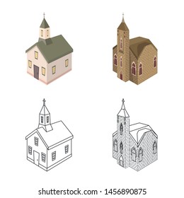 Vector illustration of religious temple and historic icon. Set of temple and faith stock vector illustration.