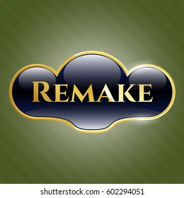Vector illustration of Remake golden badge

