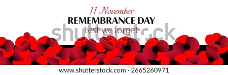 Vector illustration of remembrance day hd banner with red poppies on white and black background