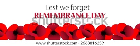 Vector illustration of remembrance day hd banner with red poppies on white background