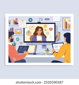 vector illustration of remote learning