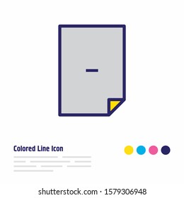 Vector illustration of remove file icon colored line. Beautiful document element also can be used as delete icon element.