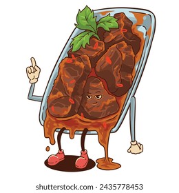 vector illustration of rendang character that perfect for mascot design
