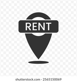 Vector illustration of rental location icon in dark color and transparent background(PNG).