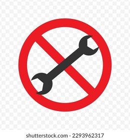 Vector illustration of repair is prohibited icon in dark color and transparent background(png).