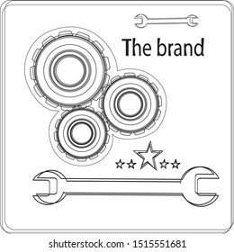 Vector illustration for a repair service for household appliances, cars, watches. Line drawing with gears and tools on a white background.