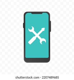 Vector illustration of repair smartphone icon sign and symbol. colored icons for website design .Simple design on transparent background (PNG).