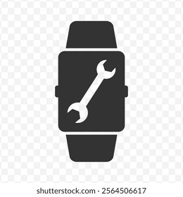 Vector illustration of repair watches icon in dark color and transparent background(PNG).