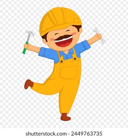 Vector illustration of repairman on transparent background