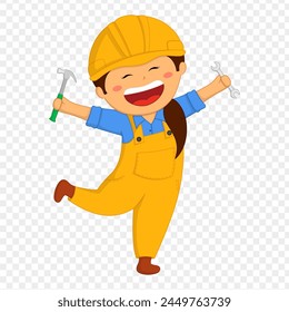 Vector illustration of repairwoman on transparent background