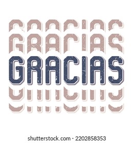 Vector Illustration of Repeated "Gracias" Texts in Vintage Style. Suitable for T-Shirt Design.