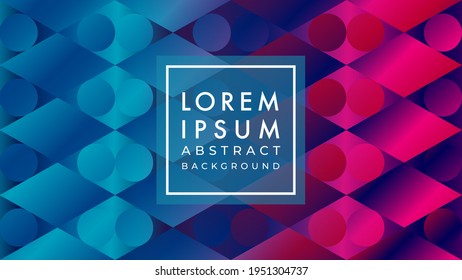 Vector illustration of repeating diamond and ellipse shape pattern. vibrant multicolor color gradient. Abstract geometric background design template.