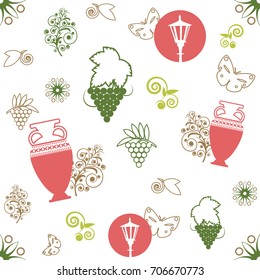 Vector illustration of a repeating seamless pattern on the theme of summer and romance. On a white background