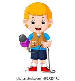 vector illustration of A reporter on a white background