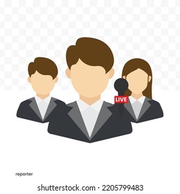 Vector Illustration Of Reporter Team Avatar In Color On A Transparent Background (PNG). EPS Vector