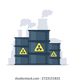 Ilustración vectorial que representa la contaminación ambiental, que muestra la contaminación de la tierra, el agua y el agua, destacando el daño ecológico, los desechos y el impacto global en la naturaleza y la sostenibilidad.
