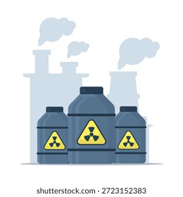Ilustración vectorial que representa la contaminación ambiental, que muestra la contaminación de la tierra, el agua y el agua, destacando el daño ecológico, los desechos y el impacto global en la naturaleza y la sostenibilidad.