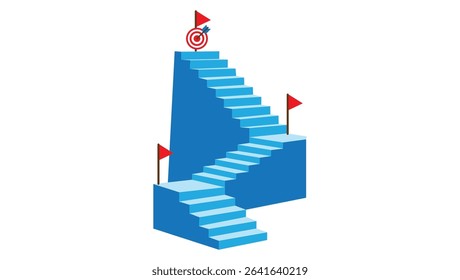 Vector illustration representing leadership and vision with a business leader guiding a team toward a goal or future objective. Symbolizes direction, inspiration, strategic thinking, and goal-oriented